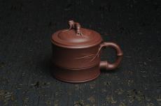 紫砂壶图片:美杯特惠 优质紫泥精工竹节盖杯 - 美壶网