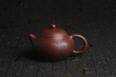 紫砂壶图片:油润底曹青 全手工高文旦 装饰人物 特文气 - 全手工紫砂壶网