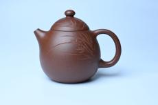 紫砂壶图片:美壶特惠 特好底槽青龙蛋壶 装饰兰草特文气 - 美壶网