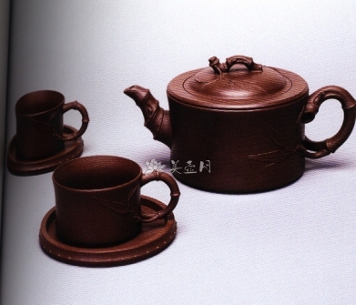 谢曼伦紫砂壶 五头竹段茶具  - 美壶网