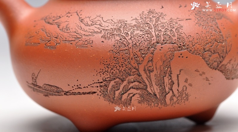 紫砂壶图片：红皮龙 出水如柱 李氏山水 三足如意 - 美壶网