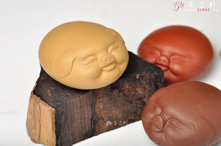 紫砂壶图片：4个小猪 喜庆茶宠 栩栩如生 - 宜兴紫砂壶网