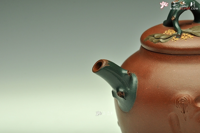 紫砂壶图片：三色装饰 贴塑精彩~ 桂花香二式 孙伟强张新亚合作 - 宜兴紫砂壶网