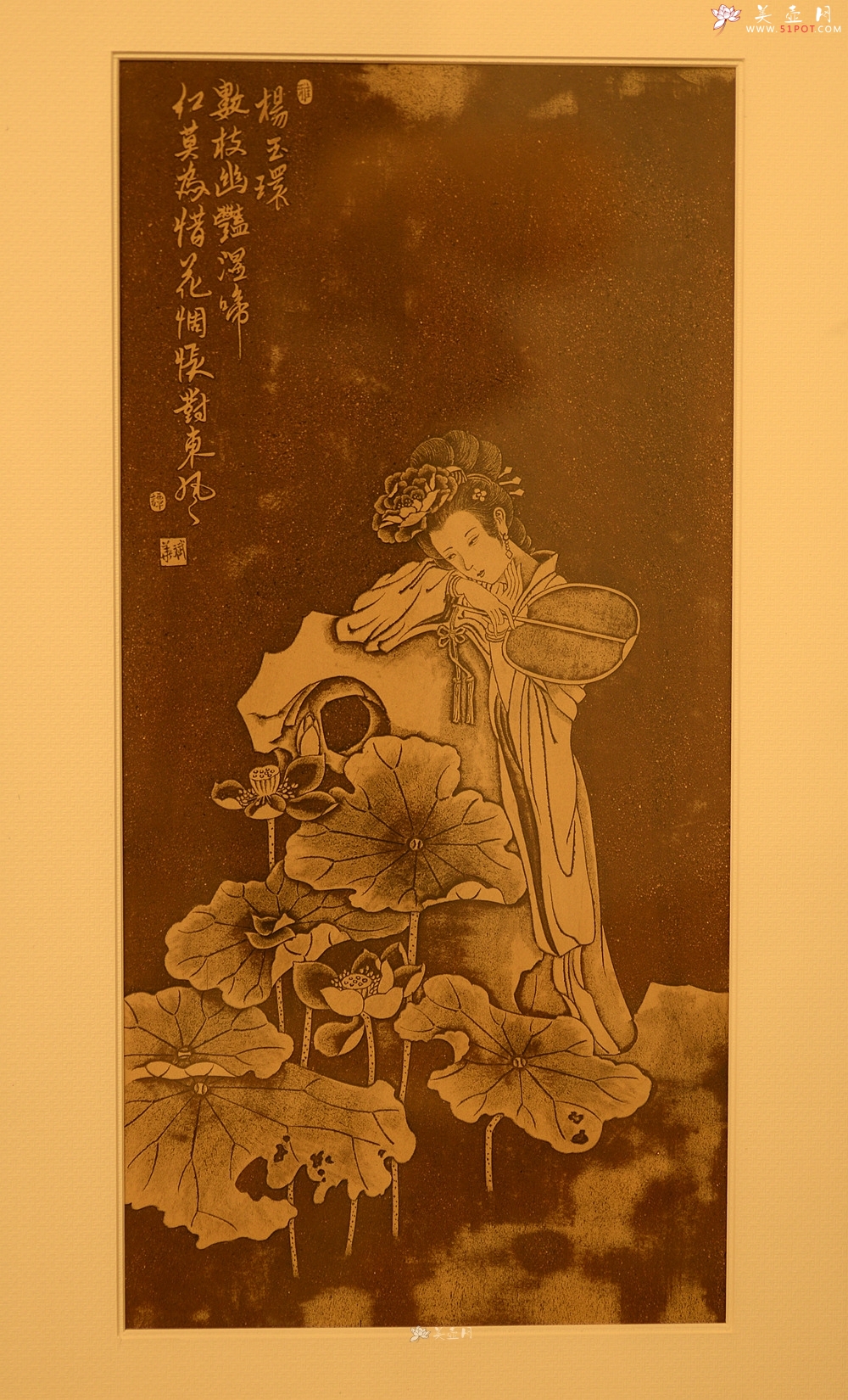 紫砂壶图片：谭华斌精心装饰 四大美女壁画 送礼自珍佳作 - 宜兴紫砂壶网