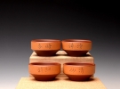 紫砂壶图片：粉浆宝盆杯  以底槽清打底粉段泥 梅兰竹菊套杯 文气古朴 精致实用 - 宜兴紫砂壶网