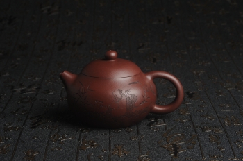 紫砂壶图片:油润底曹青 全手工高文旦 装饰人物 特文气 - 宜兴紫砂壶网
