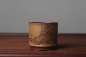 紫砂壶图片:美杯国庆特惠 精品好泥好工好刻雅致特厚实达摩主人杯 茶人醉爱 - 美壶网