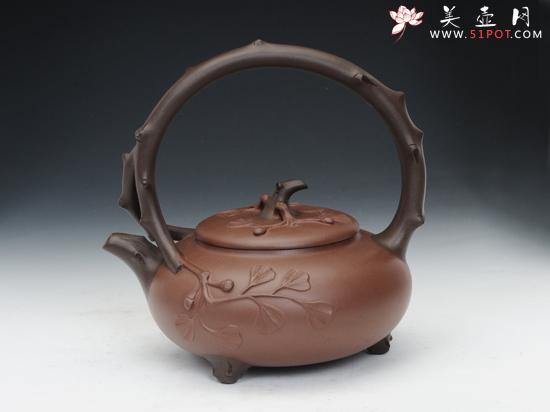 紫砂壶图片：银杏提梁 - 宜兴紫砂壶网