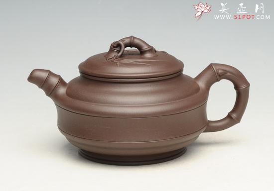 紫砂壶图片：竹鼓1   400cc - 宜兴紫砂壶网
