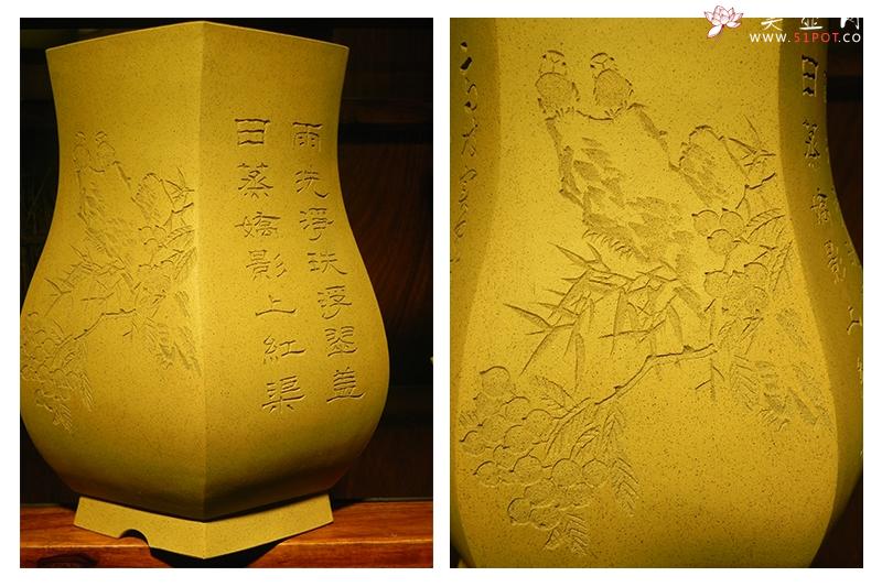 紫砂壶图片：六方花瓶 - 宜兴紫砂壶网