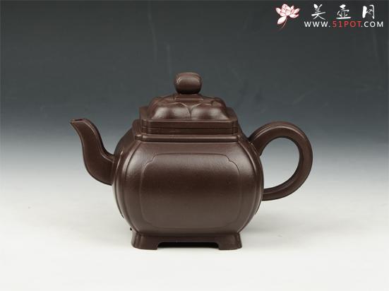 紫砂壶图片：菱方 400cc 原矿老紫泥 - 宜兴紫砂壶网