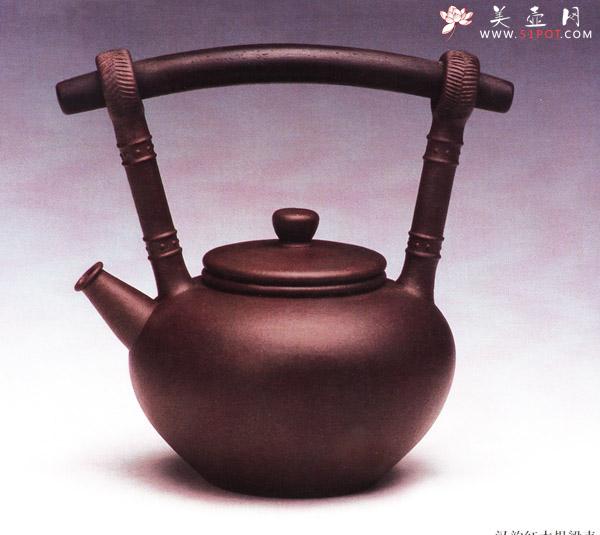 紫砂壶图片：红木提梁壶 - 宜兴紫砂壶网