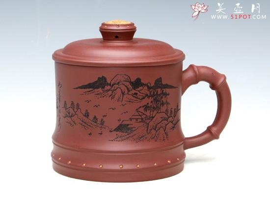 紫砂壶图片：竹福杯（紫泥） - 宜兴紫砂壶网