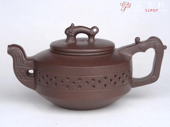 紫砂壶图片：龙凤呈祥  泥料：紫泥  容量：3... - 宜兴紫砂壶网