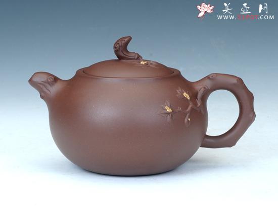 紫砂壶图片：漂口玉兰壶 - 宜兴紫砂壶网