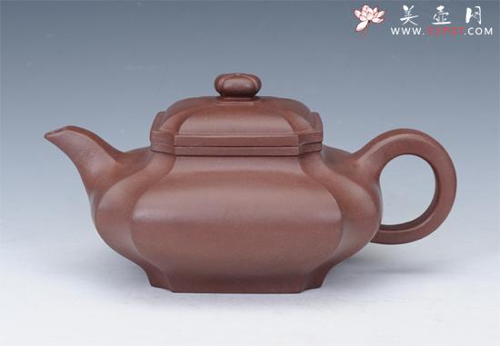 紫砂壶图片：六方抽角水扁 - 宜兴紫砂壶网