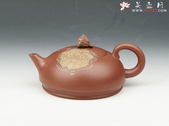 紫砂壶图片：云水莲心 380cc 原矿红皮龙 - 宜兴紫砂壶网