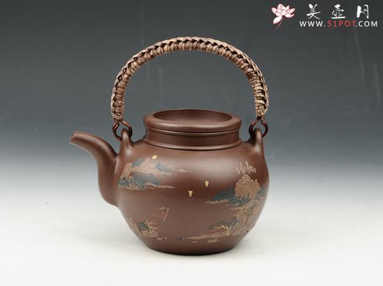 紫砂壶图片：蛋包提梁 500cc 原矿紫泥 - 宜兴紫砂壶网