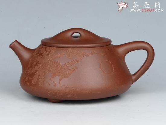 紫砂壶图片：丹凤朝阳（全手工）容量：600cc 泥料：底槽清 - 宜兴紫砂壶网