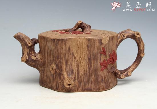 紫砂壶图片：红枫树皮桩 - 宜兴紫砂壶网