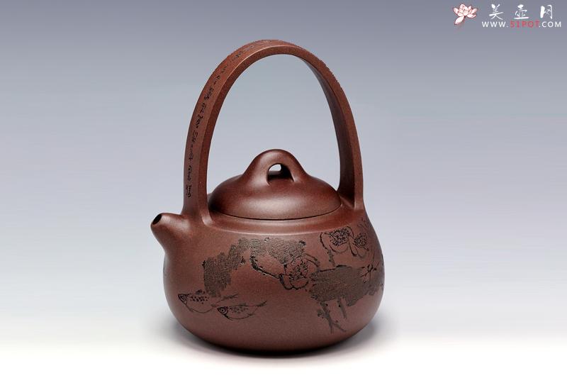 紫砂壶图片：晶泉提梁 - 宜兴紫砂壶网