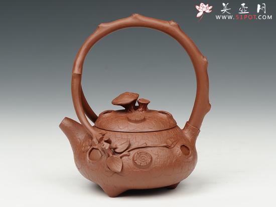 紫砂壶图片：灵芝提梁 - 宜兴紫砂壶网