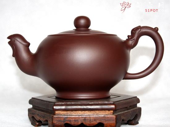 紫砂壶图片：紫茄泥  龙凤呈祥 - 宜兴紫砂壶网