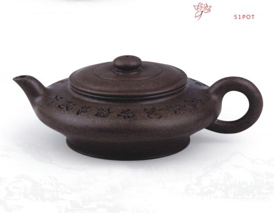 紫砂壶图片：虚扁壶 容量：30... - 宜兴紫砂壶网