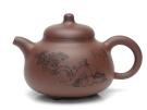 紫砂壶图片：乳丁    泥料：原矿老拼紫    容量：350CC - 宜兴紫砂壶网