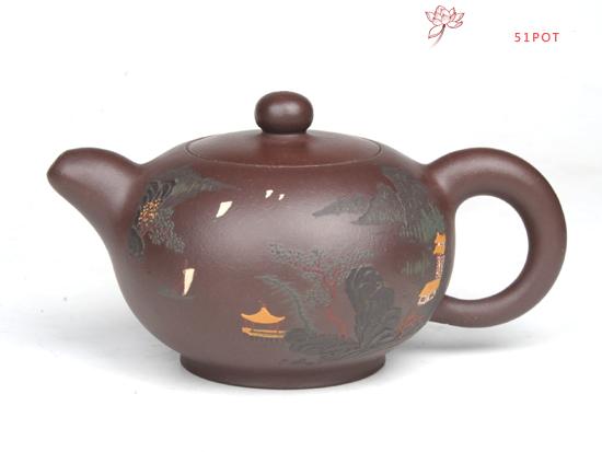 紫砂壶图片：泥绘圆珠  280... - 宜兴紫砂壶网