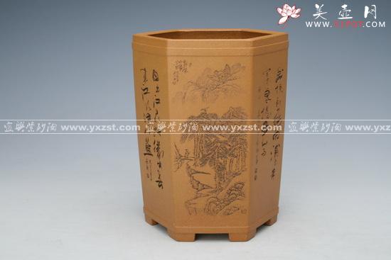 紫砂壶图片：全手工笔筒 - 宜兴紫砂壶网