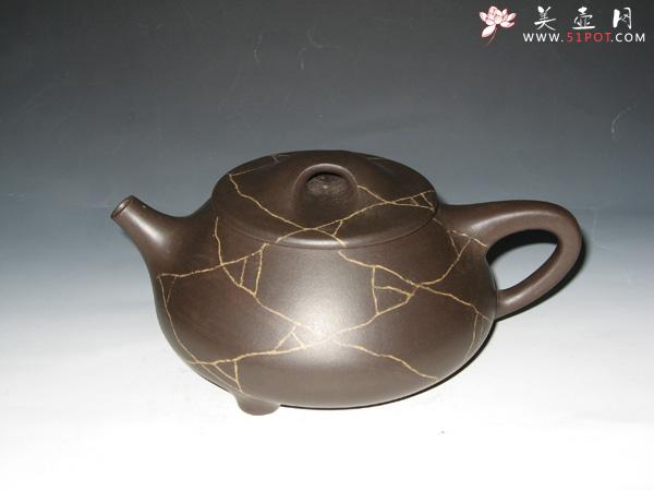 紫砂壶图片：冰纹石瓢壶 - 宜兴紫砂壶网