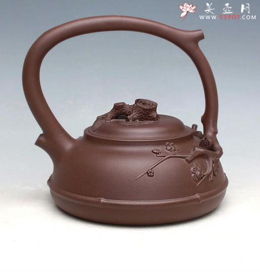 紫砂壶图片：松竹梅提梁 - 宜兴紫砂壶网