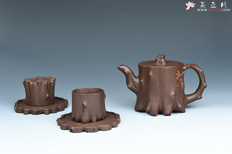 紫砂壶图片：五头梅桩套壶 - 宜兴紫砂壶网