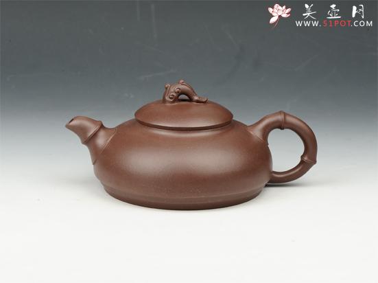 紫砂壶图片：如意竹节 360cc 原矿紫泥 - 宜兴紫砂壶网