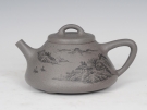 紫砂壶图片：子冶石瓢（墨绘画） - 宜兴紫砂壶网