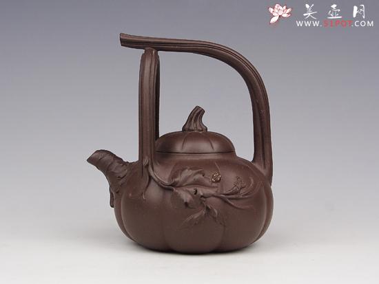 紫砂壶图片：南瓜提梁 - 宜兴紫砂壶网