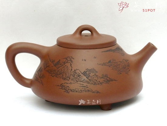杨仁勤紫砂壶作品 石瓢(陶刻山水 简介
