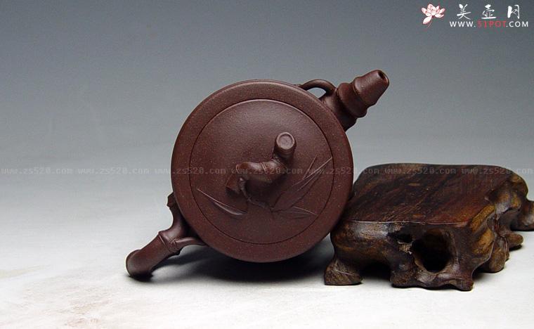 紫砂壶图片：《竹段》紫泥，200cc - 宜兴紫砂壶网