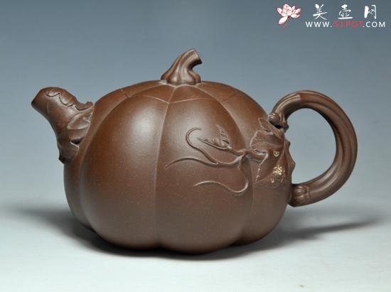 紫砂壶图片：紫南瓜壶 - 宜兴紫砂壶网