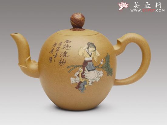紫砂壶图片：彩绘一粒珠 - 宜兴紫砂壶网