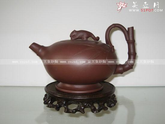 紫砂壶图片：竹节松鼠 - 宜兴紫砂壶网