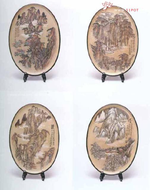 紫砂壶图片：春夏秋冬挂盘 - 宜兴紫砂壶网