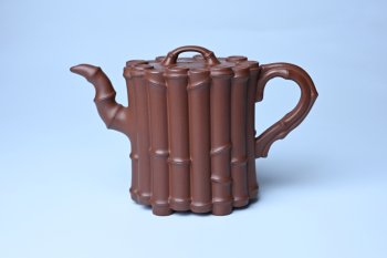 紫砂壶图片：实力派工艺师周斌精工底槽清十六竹壶 - 宜兴紫砂壶网