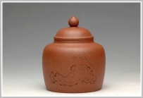美壶定制紫砂壶 清雅刻鸟茶叶罐 精致 可人 老段泥 - 美壶网