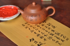 紫砂壶图片：何卫枫老师义拍作品 全手华颖 陈宏林老师装饰 雅安我们在一起 - 美壶网