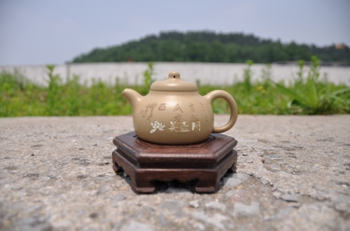 蔡应军紫砂壶 全手工制作匏瓜壶 本山绿泥 - 美壶网