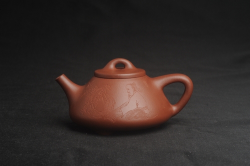 周小培紫砂壶 特好底曹青 全手工小子冶石瓢 抚琴看修竹 装饰特文气 期待与亲结缘 原矿底槽清 - 美壶网