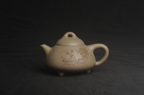 王静然紫砂壶 美壶特惠 美壶网特供限量极品高温四号井老青段 精工乳瓢茶壶 装饰清供图 特文气 青段 - 美壶网