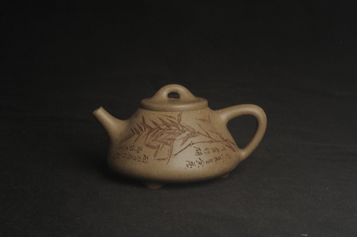 周小培紫砂壶 高温四号井老青段 全手工子冶石瓢 装饰经典老子冶画面板桥竹 特有品味 期待与您结缘 青段 - 美壶网